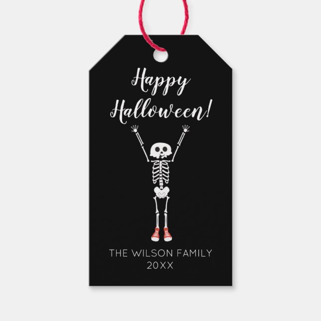 Étiquettes-cadeau Cool Skeleton Halloween Favoris (Devant)