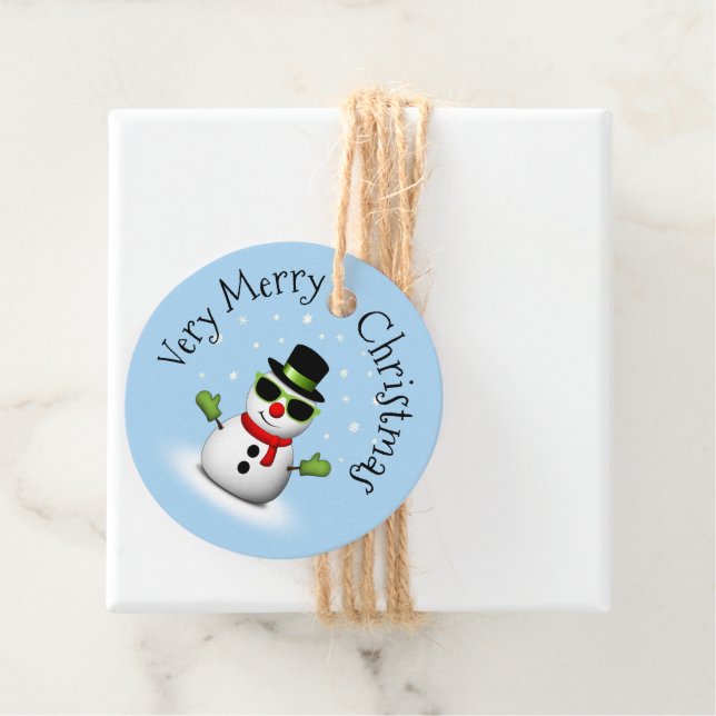 Étiquettes Cadeau Cool Snowman Joyeux Noël hiver personnalisé (En situation)