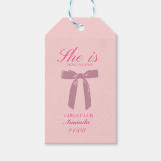 Étiquettes-cadeau coquette à arc rose preppy