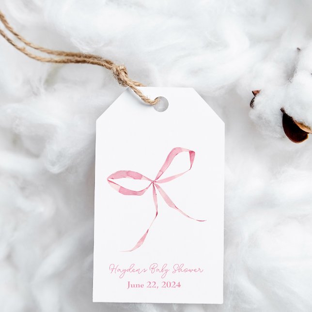 Étiquettes-cadeau Coquette à mâchoire rose pâle personnalisée (Créateur téléchargé)