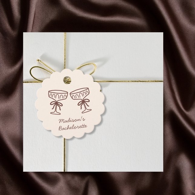 Étiquettes Cadeau Coquette à main Espresso Martini Bachelorette (Hand Drawn Coquette Espresso Martini Bachelorette Favor Tags)