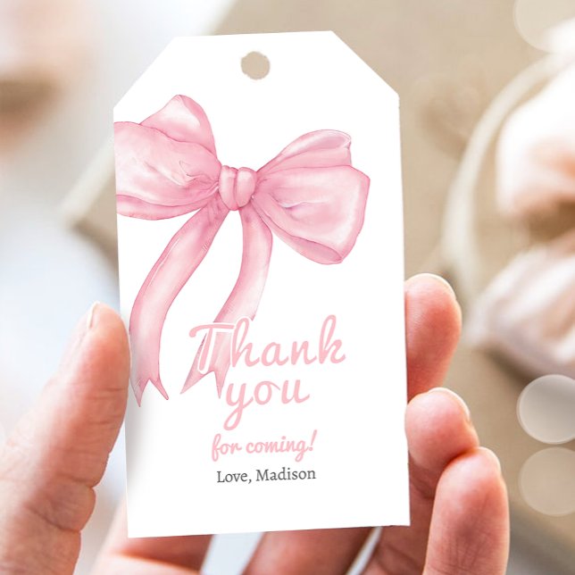 Étiquettes-cadeau Coquette de cou rose Filles Premier Baby shower d' (Créateur téléchargé)