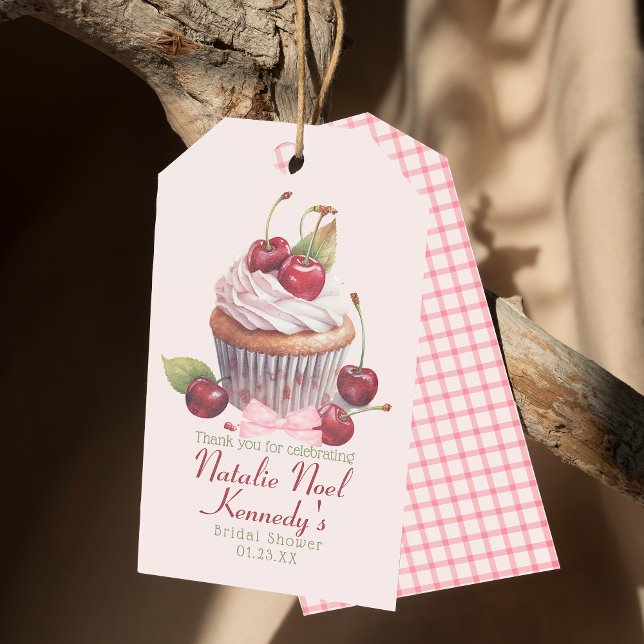 Étiquettes-cadeau Coquette Esthétique Pink Bow Cerise Gâteau Fancy G (Créateur téléchargé)