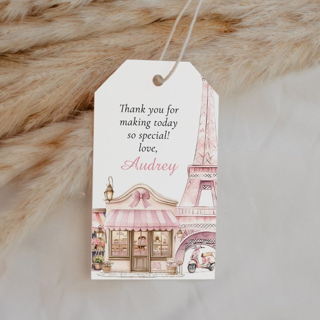Étiquettes-cadeau Coquette Paris Café Fête Merci Favoriser (Créateur téléchargé)
