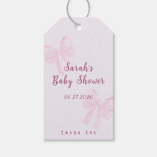 Étiquettes-cadeau Coquette Pink Bow Minimal Baby Shower Favor