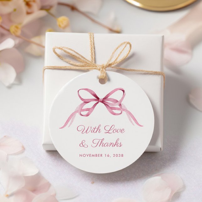 Étiquettes Cadeau Coquette rose mignonne Bow bébé fille douche Merci (Créateur téléchargé)