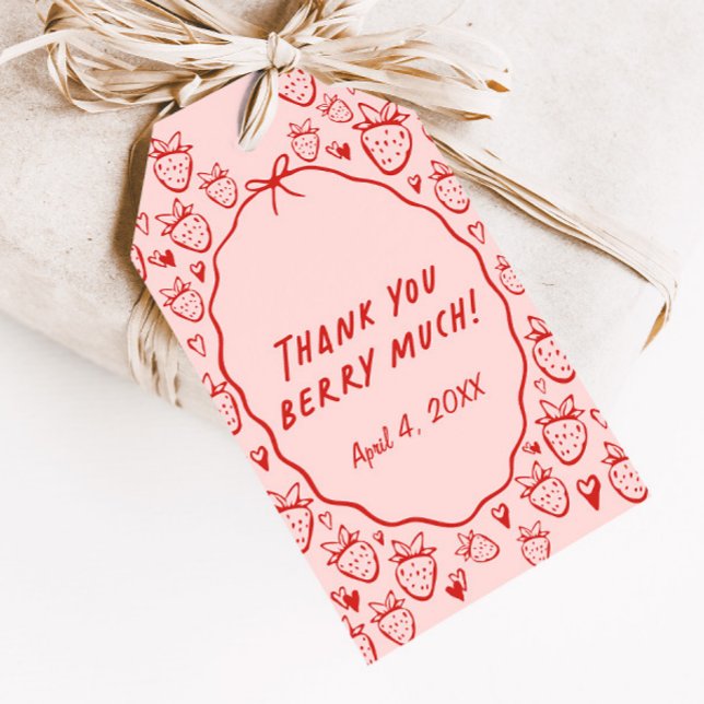 Étiquettes-cadeau Coquette Whimsical Fraise Favoriser (Créateur téléchargé)