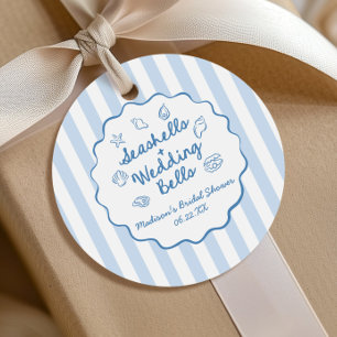 Étiquettes Cadeau Coquillages et Cloches de Mariage Réception de Mar