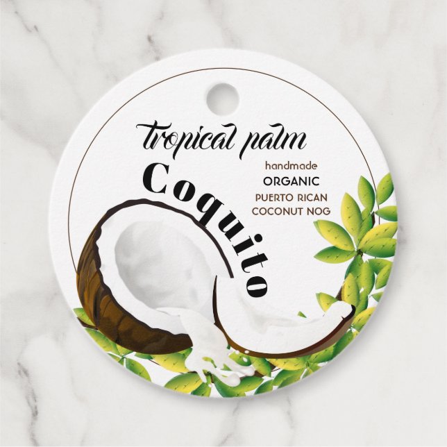 Étiquettes Cadeau Coquito Coconut Tropical Holiday Drink (Devant)