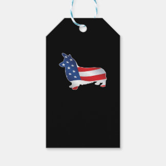 Étiquettes-cadeau Corgi avec le T-shirt Drapeau nous