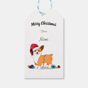 Étiquettes-cadeau Corgi Dog de Noël