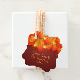 Étiquettes Cadeau Correspondance Thanksgiving Orange Leaf Nom Année 