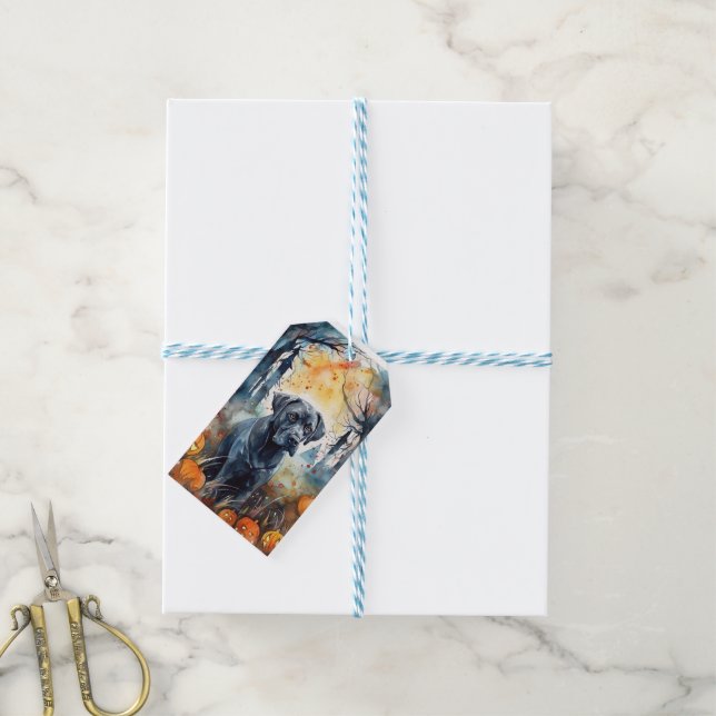 Étiquettes-cadeau Corso De Canne D'Halloween Avec Peur Citrouille (Avec de laficelle)