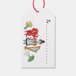 Étiquettes-cadeau Costume et Emblèmes gallois Tags cadeaux recto ver