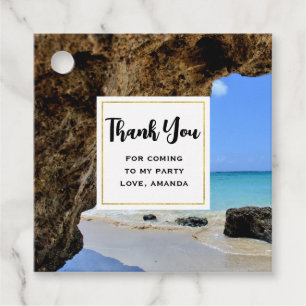 Étiquettes Cadeau Côte de plage tropicale avec un Merci de Big Rock