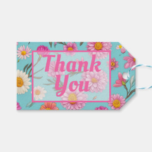 Étiquettes-cadeau Cottage noyau floral blanc marguerites fleurs rose