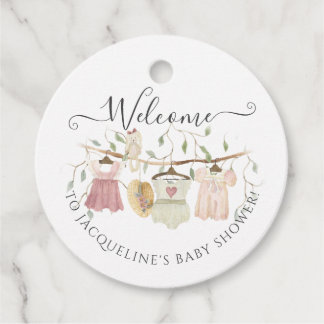 Étiquettes Cadeau Cottagecore Vêtements Roses Robe Fille Baby shower