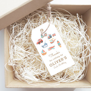 Étiquettes-cadeau Couleur d'eau mignonne Transport Garçon fête d'ann