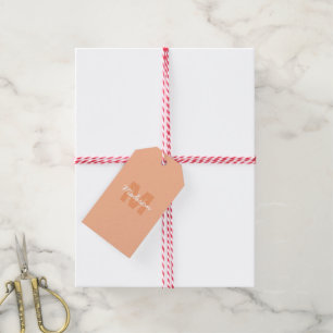 Étiquettes-cadeau Couleur pêche pastel cool avec nom de monogramme p