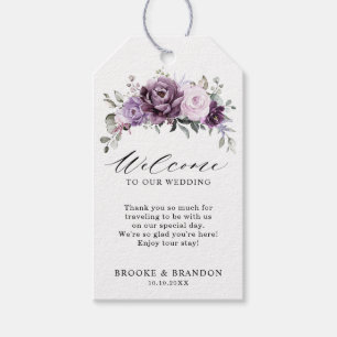 Étiquettes-cadeau Couleurs de pourpre Dusty Blooms Mariage Bienvenue