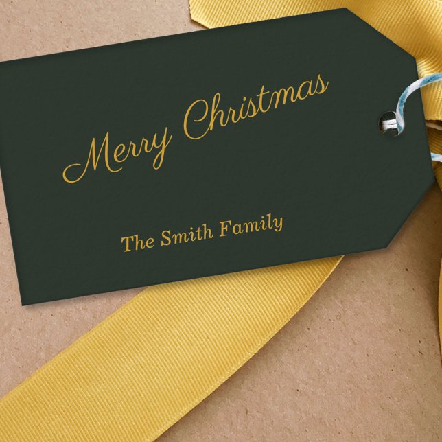 Étiquettes-cadeau couleurs or et vert forêt (Simple Christmas Gift Tag Forest Green and Gold )