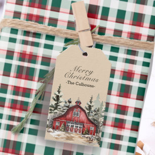 Étiquettes-cadeau Country Barne Plaid Noël
