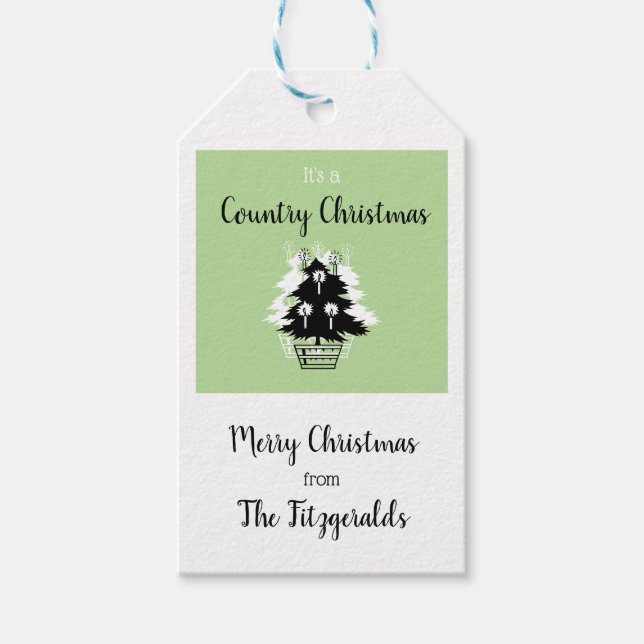 Étiquettes-cadeau Country Christmas Green (Devant)
