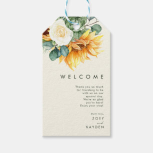 Étiquettes-cadeau Country Sunflower Light Jaune Mariage Bienvenue