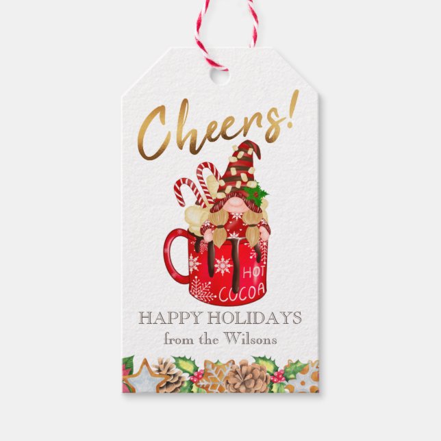Étiquettes-cadeau Coupe de chocolat chaud de Noël applaudissements f (Devant)