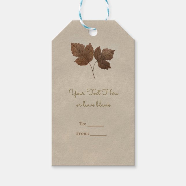 Étiquettes-cadeau Coupe d'or Feuilles d'automne en cuivre élégant (Devant)