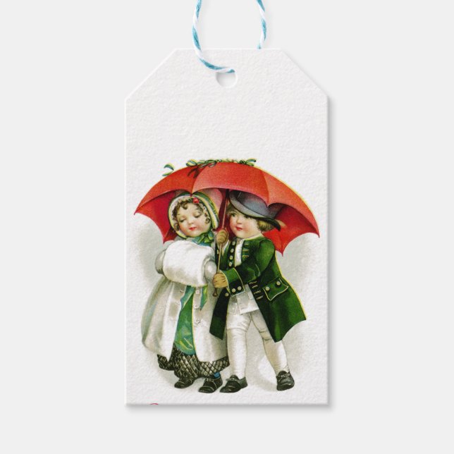 Étiquettes-cadeau Couple de Noël mignon (Devant)