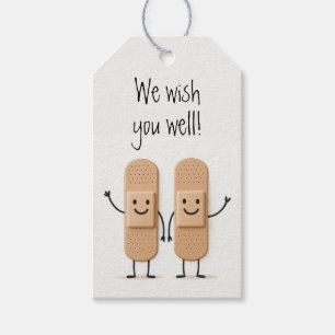 Étiquettes-cadeau Couple de personnages bâtons avec bandage qui agit