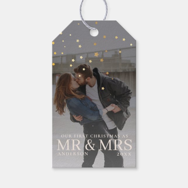 Étiquettes-cadeau Couple sombre avec des étoiles pour Noël (Devant)