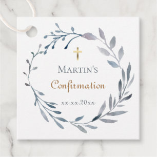 Étiquettes Cadeau Courbe bleue de confirmation