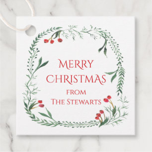 Étiquettes Cadeau Courbe rouge et verte Joyeux cadeau de Noël