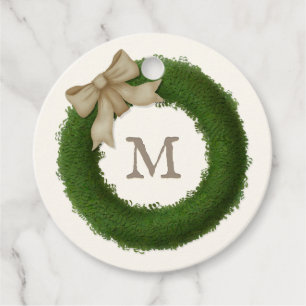 Étiquettes Cadeau Couronne de buis vert joli monogramme personnalisé