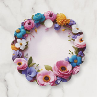 Étiquettes Cadeau Couronne de fleurs