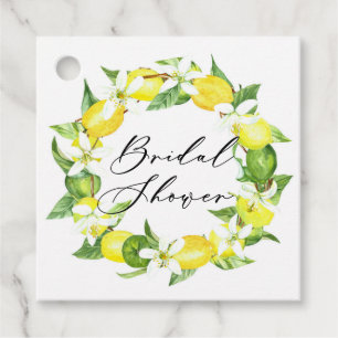 Étiquettes Cadeau Couronne de fleurs de citron à l'aquarelle pour la
