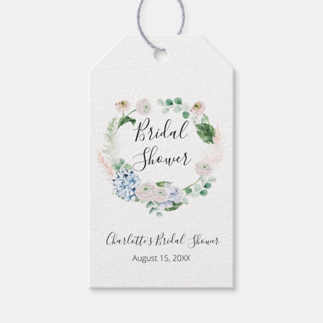Étiquettes-cadeau Couronne de fleurs en aquarelle pour Baby Shower d (Devant)