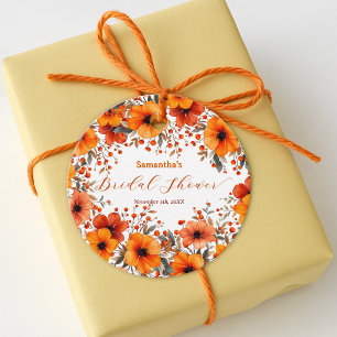 Étiquettes Cadeau Couronne de fleurs rustique boho orange pour la fê