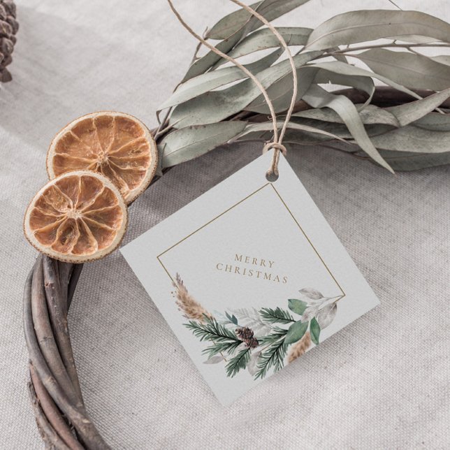 Étiquettes Cadeau Couronne de Noël Gray Joyeux (Créateur téléchargé)