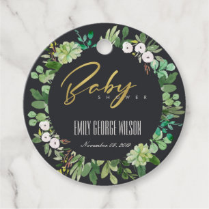 ÉTIQUETTES CADEAU COURONNE DE PLANTES SUCCULENTES EN AQUELLE POUR BA