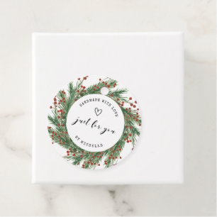 Étiquettes Cadeau couronne de vacances fait main avec script d'amour