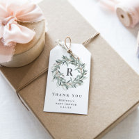 Couronne de verdure à monogramme Baby Shower Merci