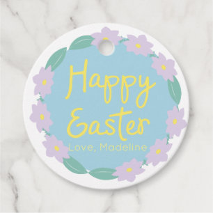 Étiquettes Cadeau Couronne florale personnalisée pour Pâques