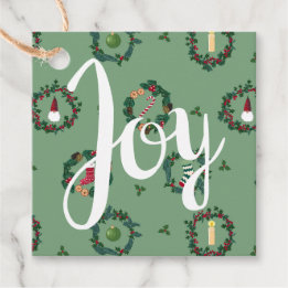 Étiquettes Cadeau Couronnes de Noël en vert