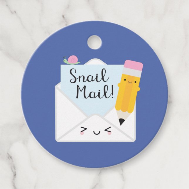 Étiquettes Cadeau Courrier Snail Kawaii (Devant)