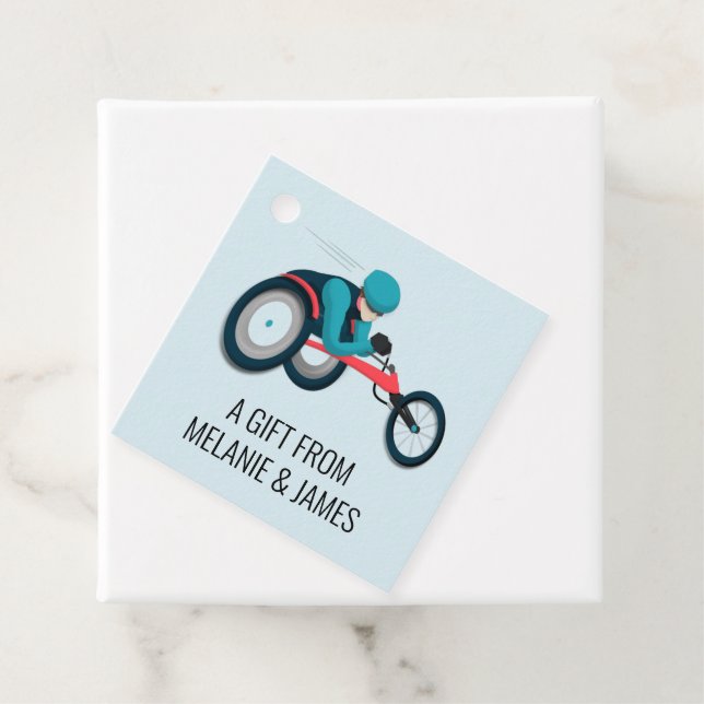 Étiquettes Cadeau Course en fauteuil roulant (En situation)