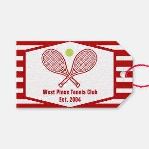 Étiquettes-cadeau Coutume Tennis Country Club Red Stried