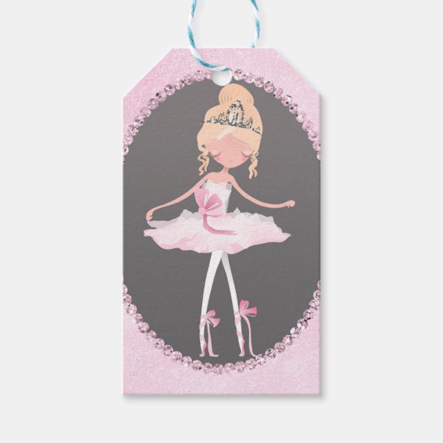 Étiquettes-cadeau Couture rose et gris Ballerina Anniversaire (Devant)